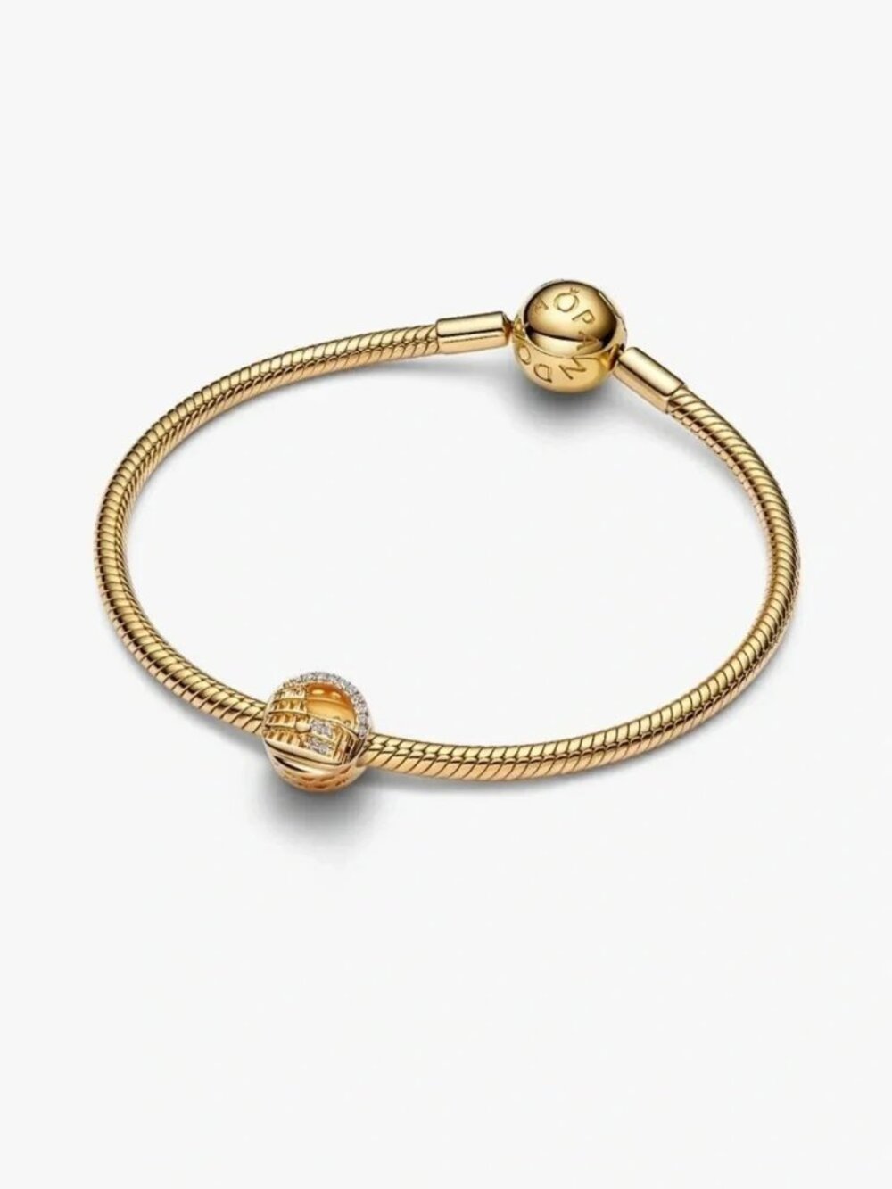 Pandora Gold Pavé Charm Snake Chain Bracelet
